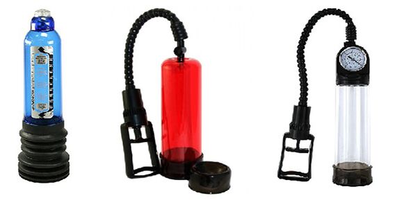 Verschillende soorten pompen die de penisgrootte vergroten